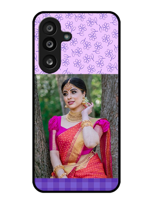 Custom Samsung Galaxy M56 5G Custom Glass Phone Case - Purple Floral Design