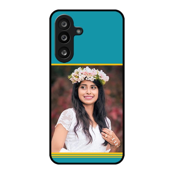 Samsung Galaxy M56 5G Custom Glass Phone Case - Yellow & Blue Design Samsung Galaxy M56 5G Custom Glass Phone Case - Yellow & Blue Design