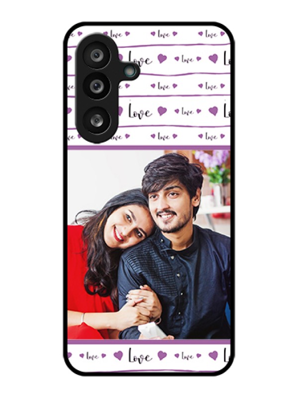 Custom Samsung Galaxy M56 5G Custom Glass Phone Case - Couples Heart Design
