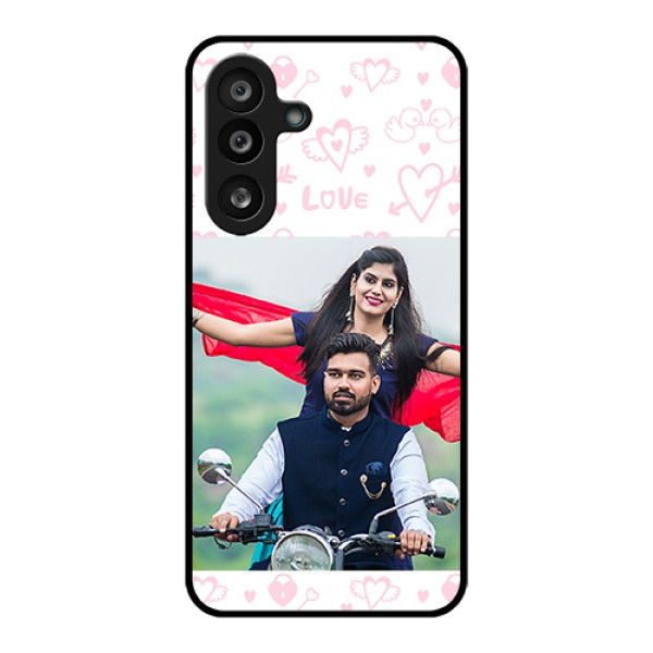 Samsung Galaxy M56 5G Custom Glass Phone Case - Pink Flying Heart Design Samsung Galaxy M56 5G Custom Glass Phone Case - Pink Flying Heart Design