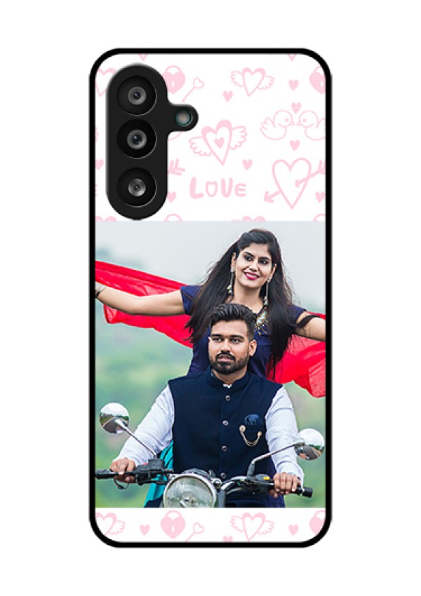 Samsung Galaxy M56 5G Custom Glass Phone Case - Pink Flying Heart Design
