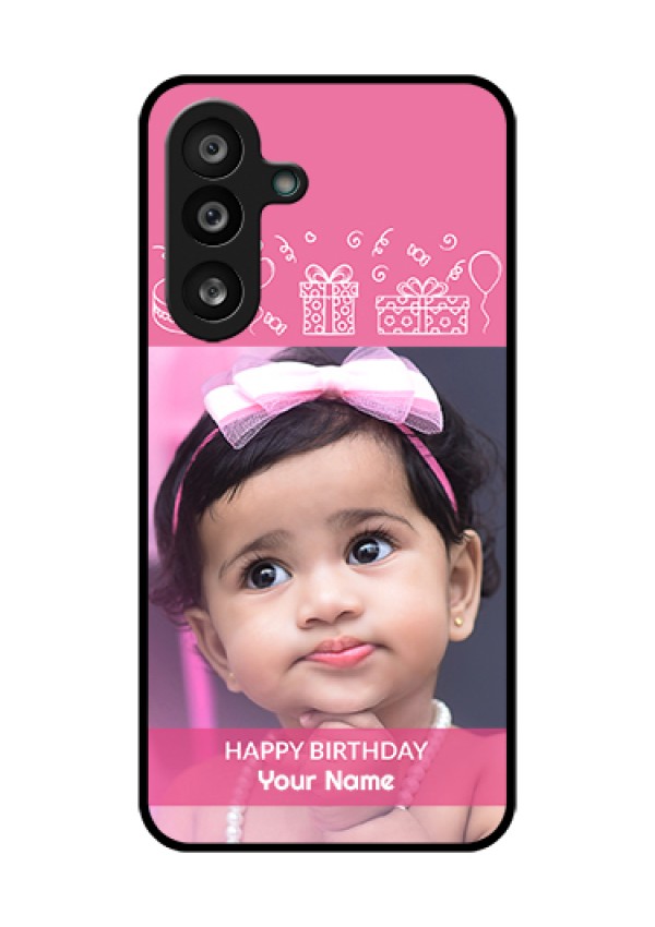 Samsung Galaxy M56 5G Custom Glass Phone Case - With Birthday Line Art Design