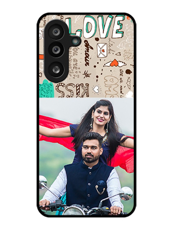 Custom Samsung Galaxy M56 5G Custom Glass Phone Case - Love Doodle Pattern
