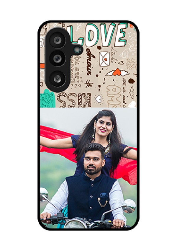 Samsung Galaxy M56 5G Custom Glass Phone Case - Love Doodle Pattern
