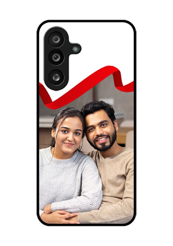Samsung Galaxy M56 5G Custom Glass Phone Case - Red Ribbon Frame Design