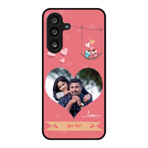 Samsung Galaxy M56 5G Custom Glass Phone Case - Peach Color Love Design Samsung Galaxy M56 5G Custom Glass Phone Case - Peach Color Love Design