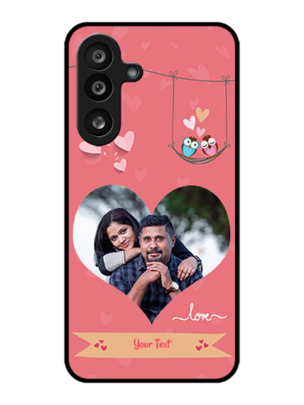 Custom Samsung Galaxy M56 5G Custom Glass Phone Case - Peach Color Love Design