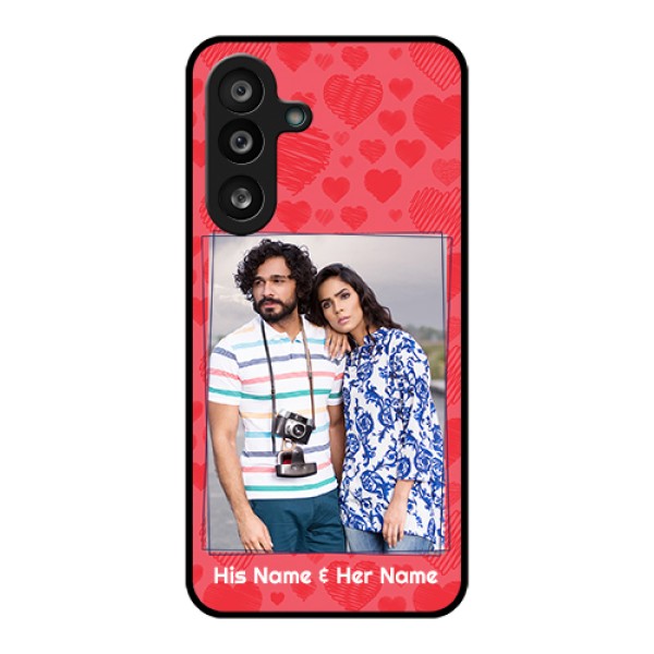 Samsung Galaxy M56 5G Custom Glass Phone Case - With Red Heart Symbols Design Samsung Galaxy M56 5G Custom Glass Phone Case - With Red Heart Symbols Design