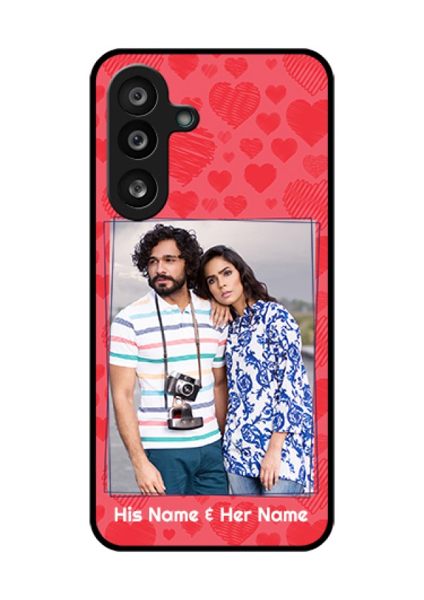 Samsung Galaxy M56 5G Custom Glass Phone Case - With Red Heart Symbols Design