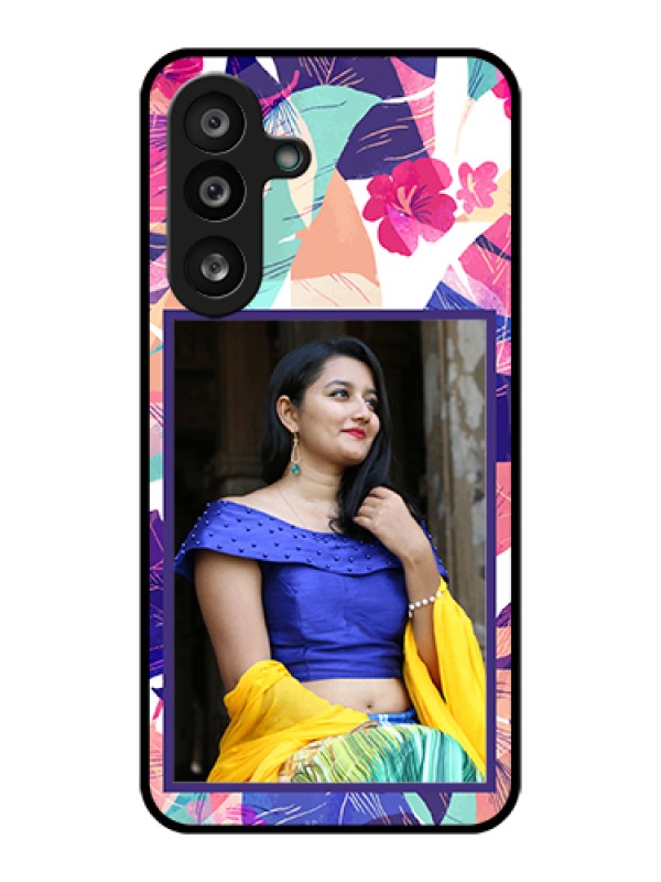 Custom Samsung Galaxy M56 5G Custom Glass Phone Case - Abstract Floral Design