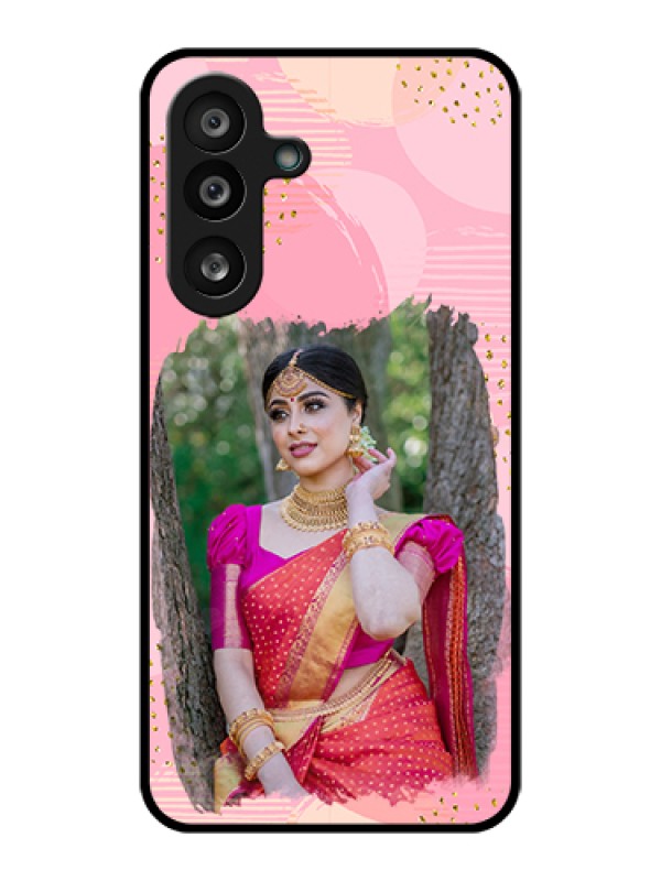 Custom Samsung Galaxy M56 5G Custom Glass Phone Case - Gold Glitter Splash Design