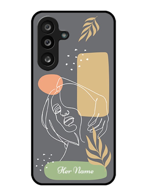 Custom Samsung Galaxy M56 5G Custom Glass Phone Case - Gazing Woman Line Art Design