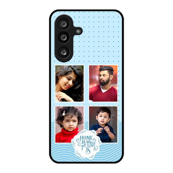 Samsung Galaxy M56 5G Custom Glass Phone Case - Cute Love Quote With 4 Pic Upload Design Samsung Galaxy M56 5G Custom Glass Phone Case - Cute Love Quote With 4 Pic Upload Design