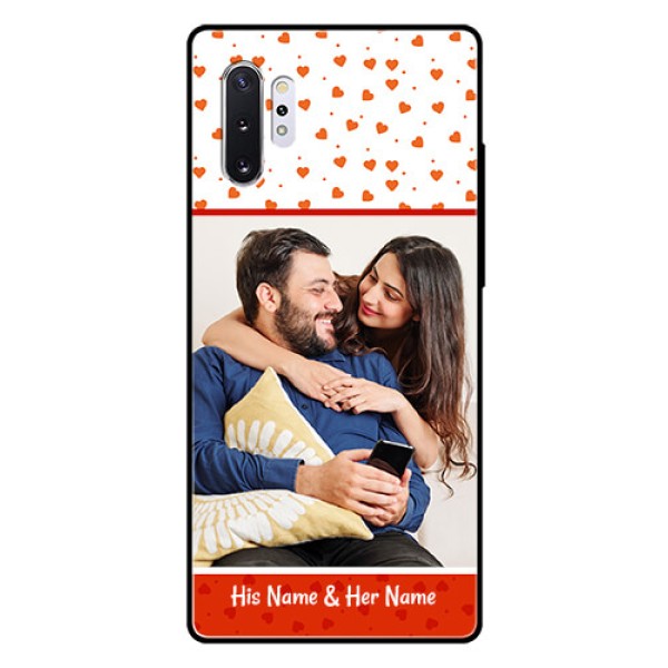 Samsung Galaxy Note 10 Plus Custom Glass Phone Case - Orange Love Symbol Design Samsung Galaxy Note 10 Plus Custom Glass Phone Case - Orange Love Symbol Design