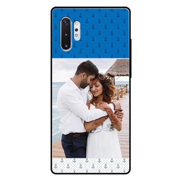 Samsung Galaxy Note 10 Plus Photo Printing on Glass Case - Blue Anchors Design Samsung Galaxy Note 10 Plus Photo Printing on Glass Case - Blue Anchors Design