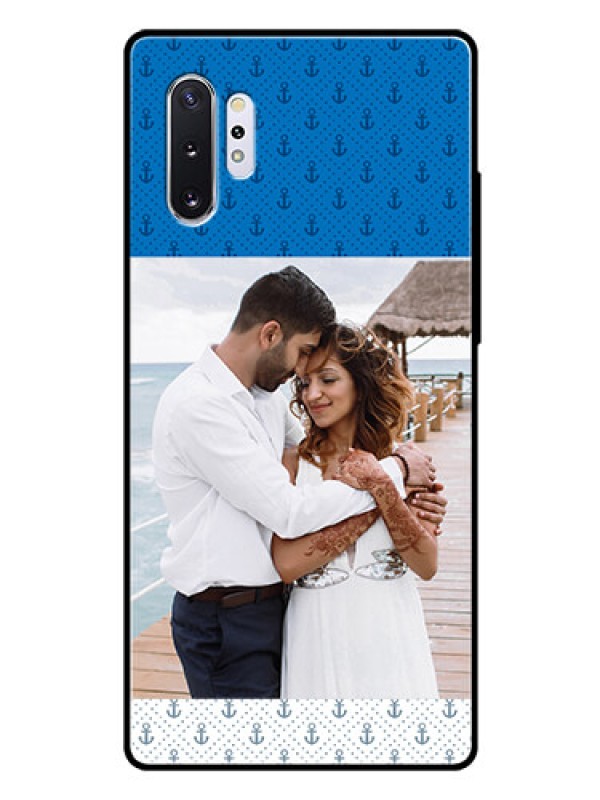 Custom Samsung Galaxy Note 10 Plus Photo Printing on Glass Case  - Blue Anchors Design