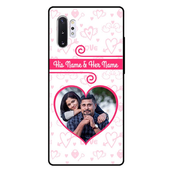 Samsung Galaxy Note 10 Plus Personalized Glass Phone Case - Heart Shape Love Design Samsung Galaxy Note 10 Plus Personalized Glass Phone Case - Heart Shape Love Design