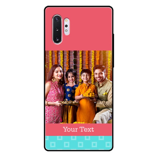 Samsung Galaxy Note 10 Plus Personalized Glass Phone Case - Peach & Blue Color Design Samsung Galaxy Note 10 Plus Personalized Glass Phone Case - Peach & Blue Color Design