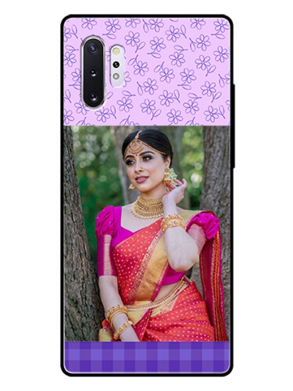 Custom Samsung Galaxy Note 10 Plus Custom Glass Phone Case  - Purple Floral Design