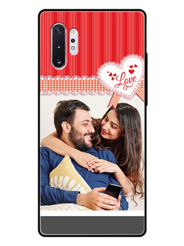Custom Samsung Galaxy Note 10 Plus Custom Glass Mobile Case  - Red Love Pattern Design