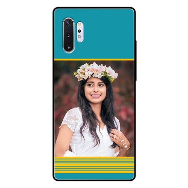 Samsung Galaxy Note 10 Plus Custom Glass Phone Case - Yellow & Blue Design Samsung Galaxy Note 10 Plus Custom Glass Phone Case - Yellow & Blue Design