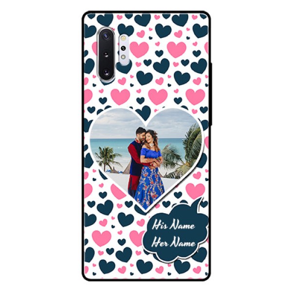 Samsung Galaxy Note 10 Plus Custom Glass Phone Case  - Pink & Blue Heart Design