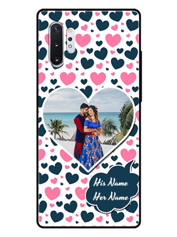 Custom Samsung Galaxy Note 10 Plus Custom Glass Phone Case  - Pink & Blue Heart Design