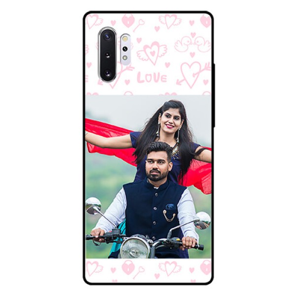 Samsung Galaxy Note 10 Plus Custom Glass Mobile Case - Pink Flying Heart Design Samsung Galaxy Note 10 Plus Custom Glass Mobile Case - Pink Flying Heart Design