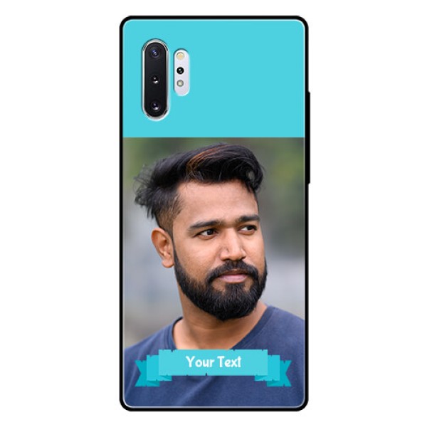 Samsung Galaxy Note 10 Plus Personalized Glass Phone Case - Simple Blue Color Design Samsung Galaxy Note 10 Plus Personalized Glass Phone Case - Simple Blue Color Design