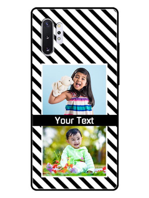 Custom Samsung Galaxy Note 10 Plus Photo Printing on Glass Case  - Black And White Stripes Design