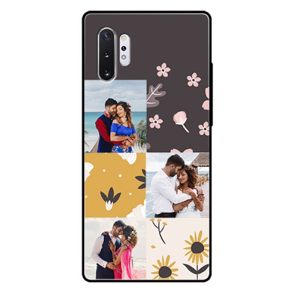 Samsung Galaxy Note 10 Plus Photo Printing on Glass Case - 3 Images with Floral Design Samsung Galaxy Note 10 Plus Photo Printing on Glass Case - 3 Images with Floral Design