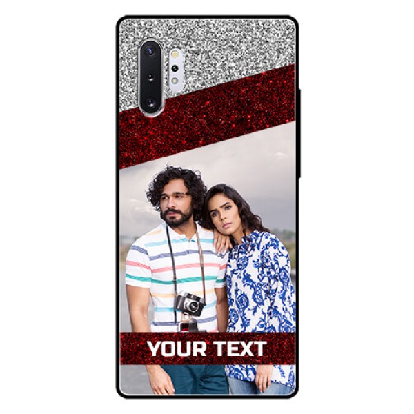 Samsung Galaxy Note 10 Plus Personalized Glass Phone Case - Image Holder with Glitter Strip Design Samsung Galaxy Note 10 Plus Personalized Glass Phone Case - Image Holder with Glitter Strip Design