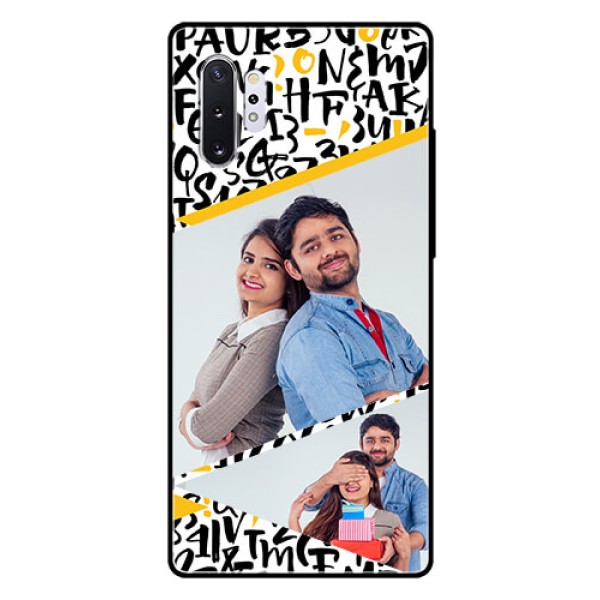 Samsung Galaxy Note 10 Plus Custom Glass Mobile Case - Letters Pattern Design Samsung Galaxy Note 10 Plus Custom Glass Mobile Case - Letters Pattern Design