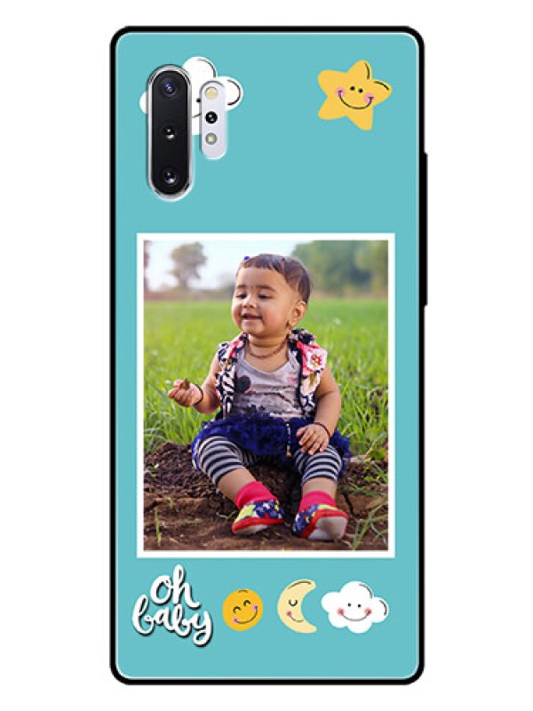 Custom Samsung Galaxy Note 10 Plus Personalized Glass Phone Case  - Smiley Kids Stars Design