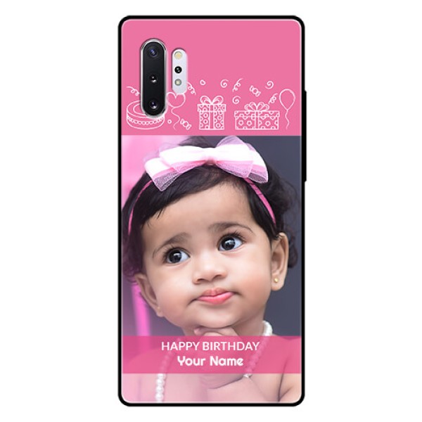 Samsung Galaxy Note 10 Plus Photo Printing on Glass Case - with Birthday Line Art Design Samsung Galaxy Note 10 Plus Photo Printing on Glass Case - with Birthday Line Art Design