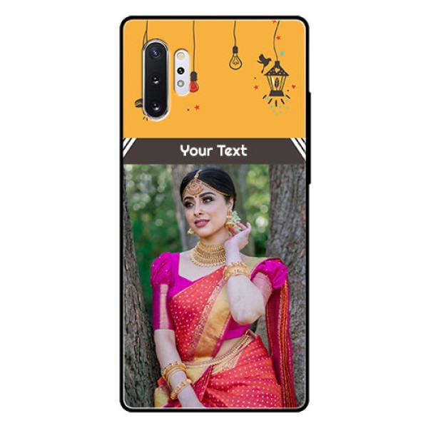 Samsung Galaxy Note 10 Plus Custom Glass Mobile Case - with Family Picture and Icons Samsung Galaxy Note 10 Plus Custom Glass Mobile Case - with Family Picture and Icons