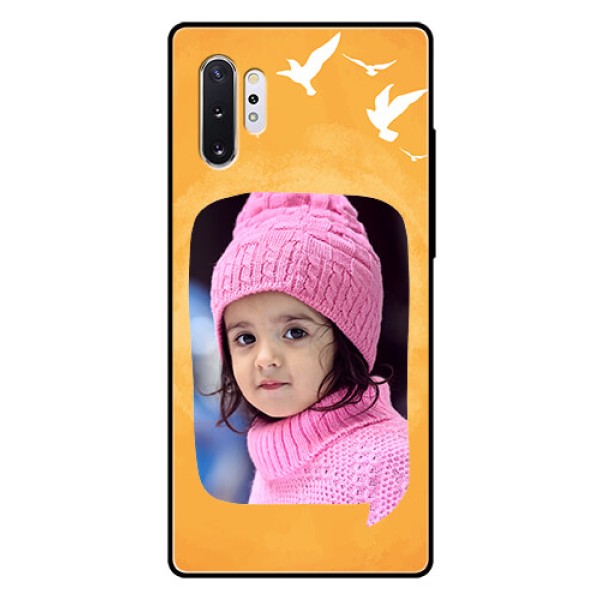 Samsung Galaxy Note 10 Plus Personalized Glass Phone Case - Water Color Design with Bird Icons Samsung Galaxy Note 10 Plus Personalized Glass Phone Case - Water Color Design with Bird Icons