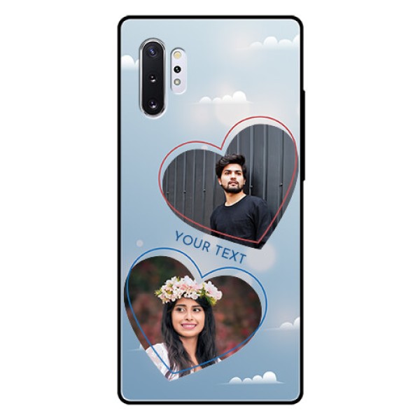 Samsung Galaxy Note 10 Plus Custom Glass Mobile Case - Blue Color Couple Design Samsung Galaxy Note 10 Plus Custom Glass Mobile Case - Blue Color Couple Design