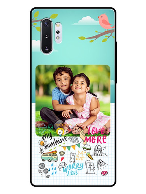 Custom Samsung Galaxy Note 10 Plus Photo Printing on Glass Case  - Doodle love Design