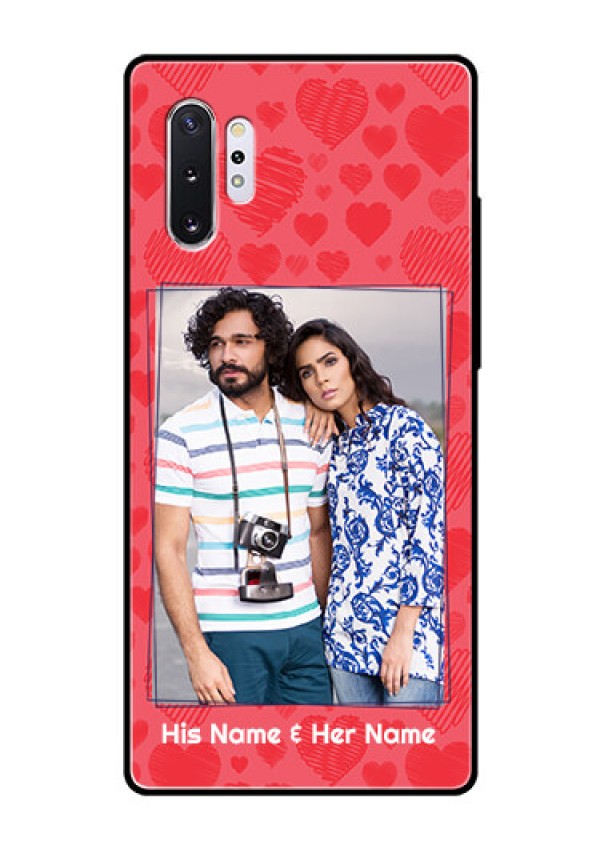 Samsung Galaxy Note 10 Plus Photo Printing on Glass Case  - with Red Heart Symbols Design
