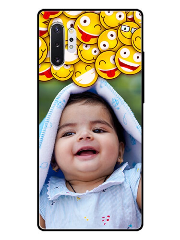 Custom Samsung Galaxy Note 10 Plus Custom Glass Mobile Case  - with Smiley Emoji Design