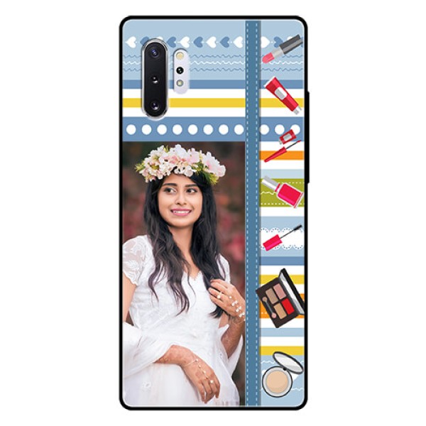 Samsung Galaxy Note 10 Plus Personalized Glass Phone Case - Makeup Icons Design Samsung Galaxy Note 10 Plus Personalized Glass Phone Case - Makeup Icons Design