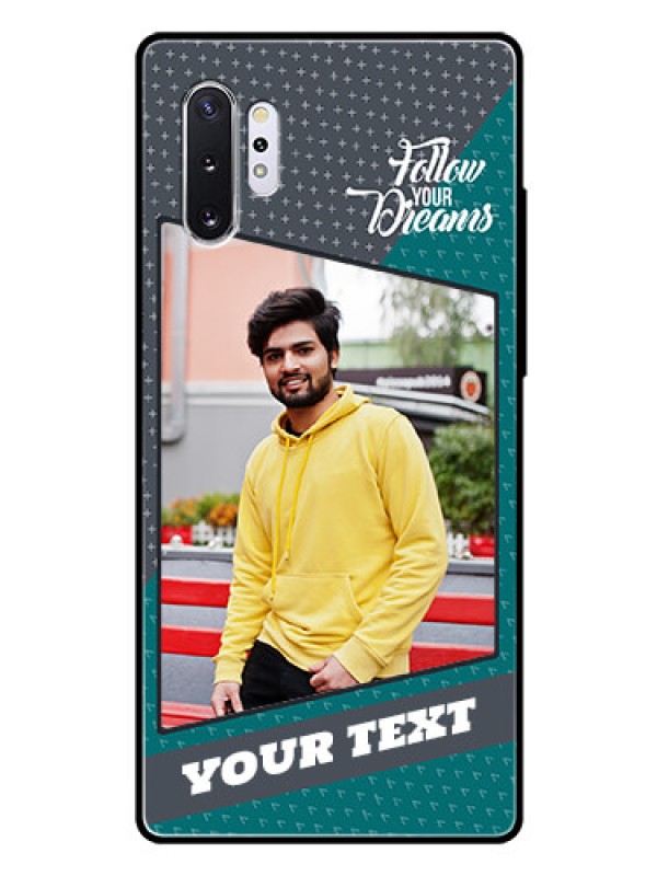 Custom Samsung Galaxy Note 10 Plus Personalized Glass Phone Case  - Background Pattern Design with Quote