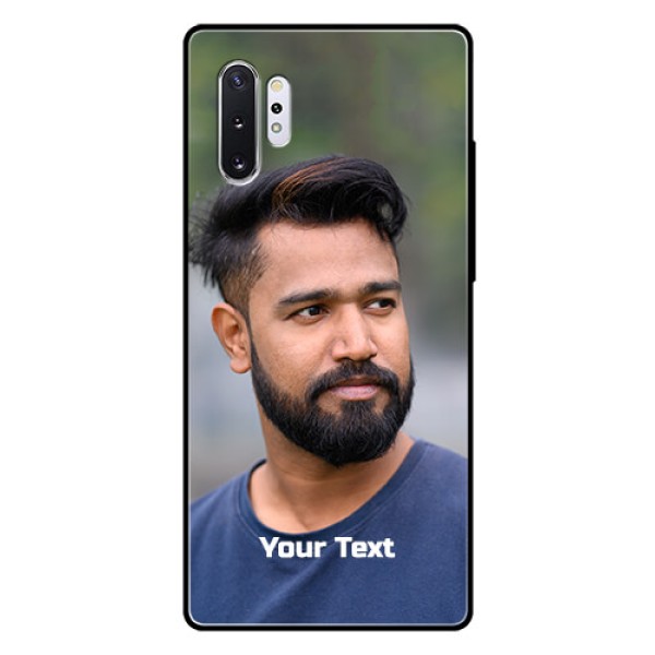 Galaxy Note 10 Plus Glass Mobile Cover: Photo with Text