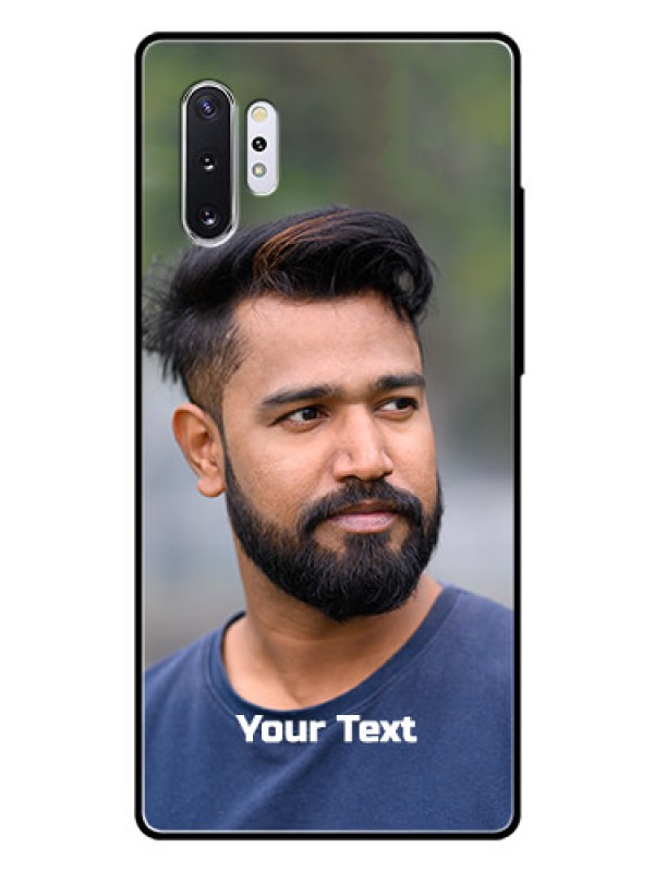 Custom Galaxy Note 10 Plus Glass Mobile Cover: Photo with Text