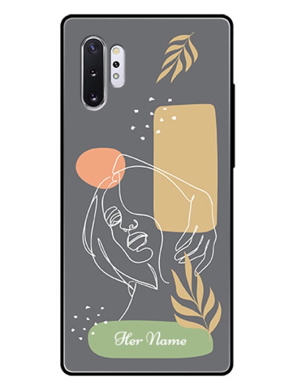 Custom Galaxy Note 10 Plus Custom Glass Phone Case - Gazing Woman line art Design