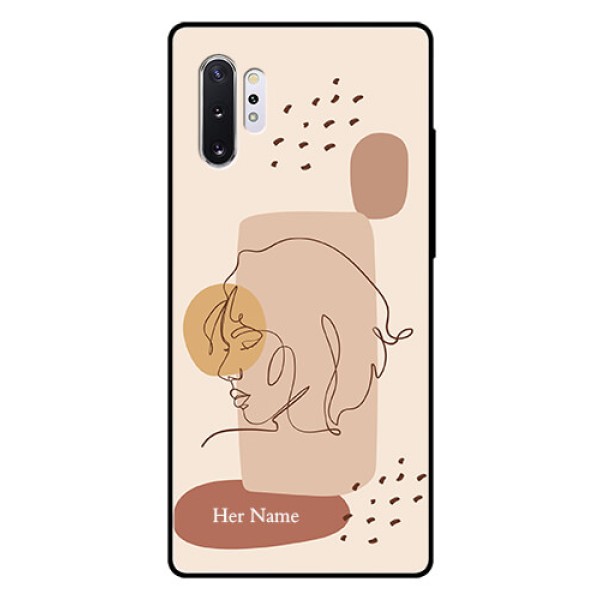Galaxy Note 10 Plus Photo Printing on Glass Case - Calm Woman line art Design Galaxy Note 10 Plus Photo Printing on Glass Case - Calm Woman line art Design