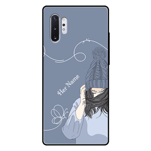 Galaxy Note 10 Plus Custom Glass Mobile Case - Girl in winter outfit Design Galaxy Note 10 Plus Custom Glass Mobile Case - Girl in winter outfit Design