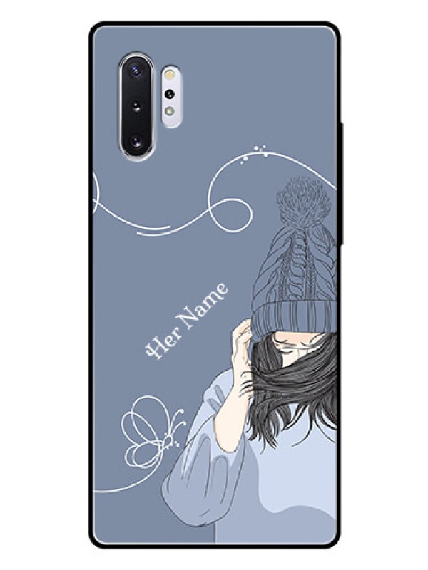 Custom Galaxy Note 10 Plus Custom Glass Mobile Case - Girl in winter outfit Design