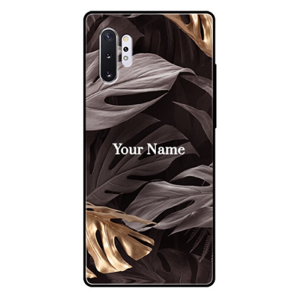 Galaxy Note 10 Plus Personalised Glass Phone Case - Wild Leaves digital paint Design Galaxy Note 10 Plus Personalised Glass Phone Case - Wild Leaves digital paint Design
